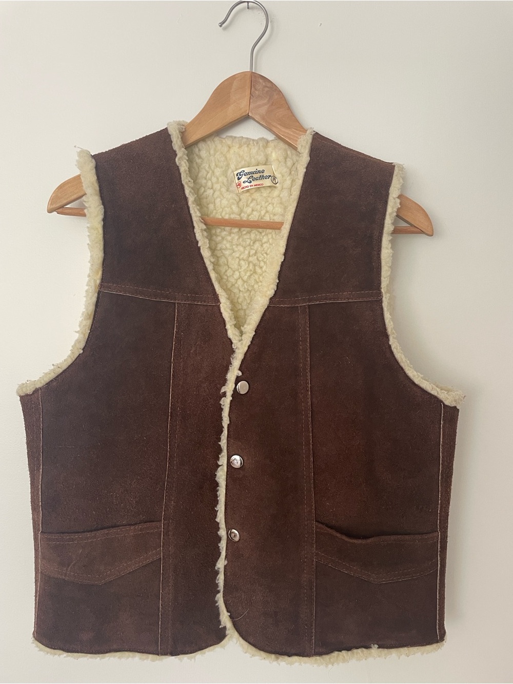 Men's Brown Suede Sherpa-Lined Vest